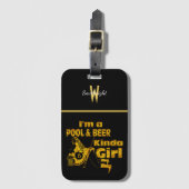 ビリヤード及びビール引用文付きレトロビア ラゲッジタグ (正面縦)