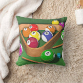 ビリヤード台に積み上げカラフルデザイン クッション (ブランケット)