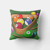 ビリヤード台に積み上げカラフルデザイン クッション (裏面)