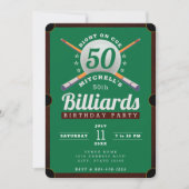 ビリヤード台ビリヤード50th誕生日パーティー 招待状 (正面)