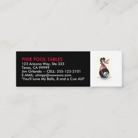 ビリヤード台及びビリヤード-名刺のテンプレート スキニー名刺 (正面)