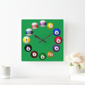 ビリヤード室のおもしろい スクエア壁時計 (ホーム)