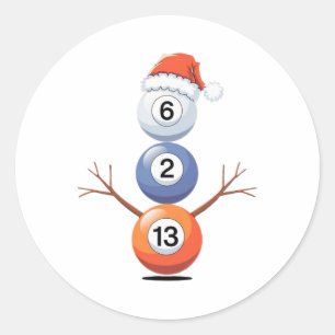 ビリヤード式クリスマス雪だるまとプールテーブル ラウンドシール