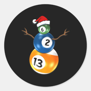 ビリヤード式クリスマス雪だるまとプールテーブル ラウンドシール