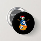 ビリヤード式クリスマス雪だるまとプールテーブル 缶バッジ (正面&裏面)