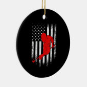 ビリヤード愛好家 |アメリカ国旗のビリヤード・ギフト セラミックオーナメント (右)