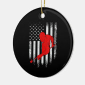 ビリヤード愛好家 |アメリカ国旗のビリヤード・ギフト セラミックオーナメント (左)