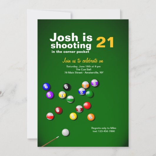 ビリヤード招待状 招待状 (正面)