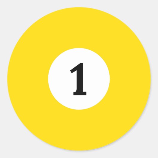 ビリヤード無地のイエローボール1 ラウンドシール (正面)