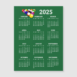 ビリヤード玉プール2025カレンダー磁気カード