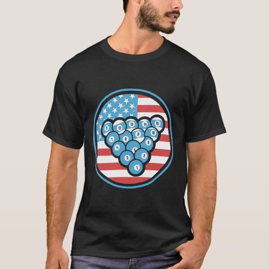 ビリヤード男性へギフト&amp；女性アメリカ国旗 tシャツ (正面)