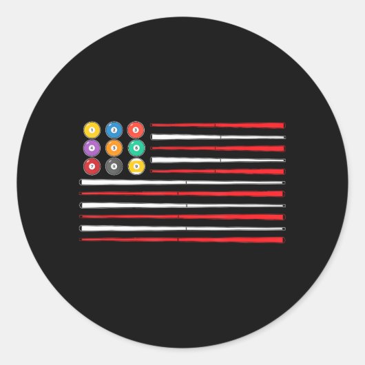 ビリヤード米国旗キュープールボールビリヤード ラウンドシール (正面)