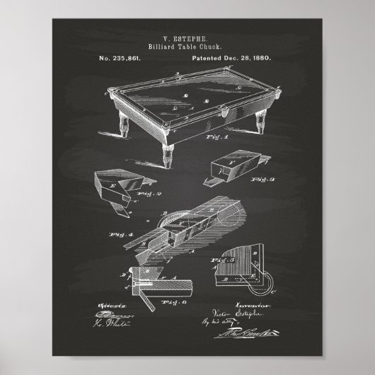 ビリヤード表1880特許技術シャルボード ポスター (正面)