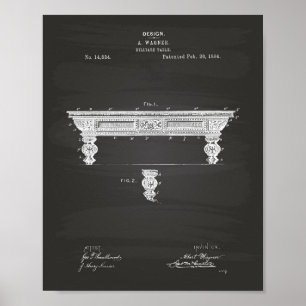 ビリヤード表1884特許芸術 – Chalkboard ポスター