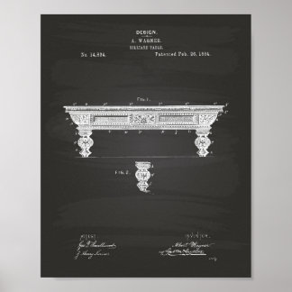ビリヤード表1884特許芸術 – Chalkboard ポスター