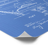 ビリヤード表1909特許アート – 青写真 ポスター (角)