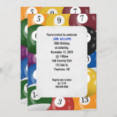 ビリヤード誕生日パーティーテーマ 招待状 (正面/裏面)