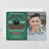 ビリヤード誕生日パーティープールテーマカスタム写真 招待状 (正面)