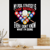 ビリヤード選手 |私のプール戦略は最高機密 ポスター (キッチン)