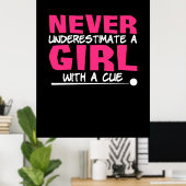 ビリヤード選手 | Pool Billiards Girl With A Cue ポスター (ホームオフィス)