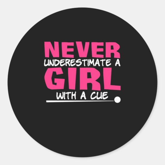 ビリヤード選手 | Pool Billiards Girl With A Cue ラウンドシール (正面)