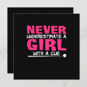 ビリヤード選手 | Pool Billiards Girl With A Cue 招待状 (正面/裏面)