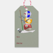 ビリヤード雪だるまクリスマス ギフトタグ (正面)