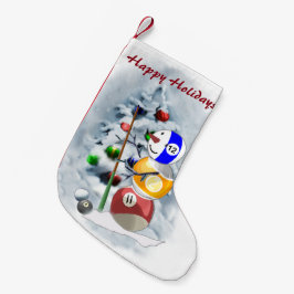 ビリヤード雪だるまクリスマス スモールクリスマスストッキング