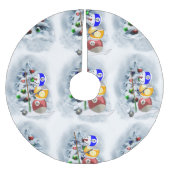 ビリヤード雪だるまクリスマス ブラッシュドポリエステルツリースカート (正面)