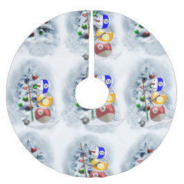 ビリヤード雪だるまクリスマス ブラッシュドポリエステルツリースカート