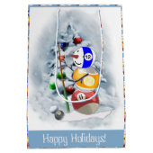 ビリヤード雪だるまクリスマス ミディアムペーパーバッグ (裏面)