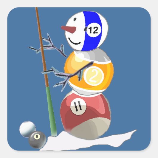 ビリヤード雪だるま スクエアシール (正面)