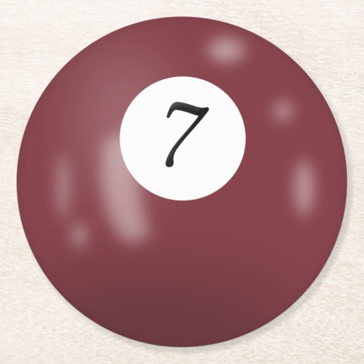 ビリヤード7ボール ラウンドペーパーコースター (正面)