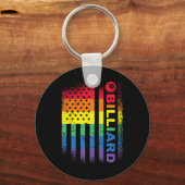 ビリヤード8ボールプールビリヤード米国国旗 – Bil キーホルダー (正面)