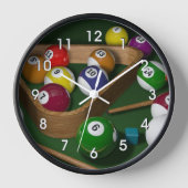 ビリヤード、カラフルデザイン、 壁時計 (正面)