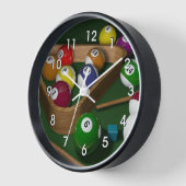 ビリヤード、カラフルデザイン、 壁時計 (傾斜)