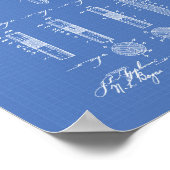 ビリヤード・キューのヒント1899特許アート – 青写真 ポスター (角)