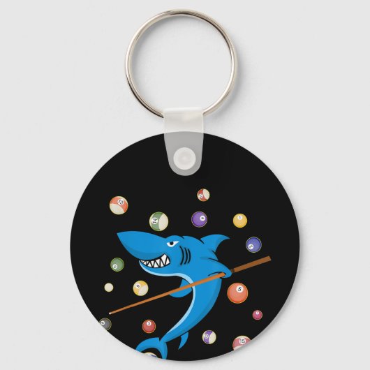 ビリヤード・シャーク8ボールプレーヤープールテーブルキュースティック キーホルダー (正面)