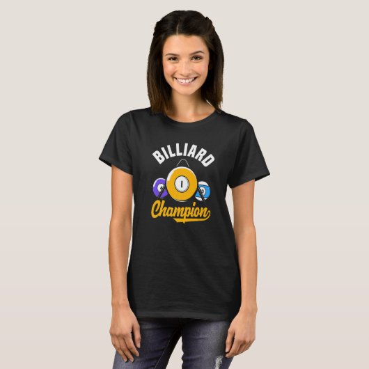 ビリヤード チャンピオン スヌーカー ビリヤード プレーヤー Tシャツ (正面フル)