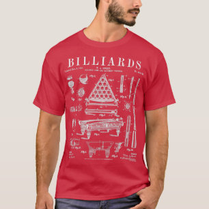 ビリヤード・テーブル・プール・キュー・ボール・ヴィンテージ・パテント・ドロウイ Tシャツ