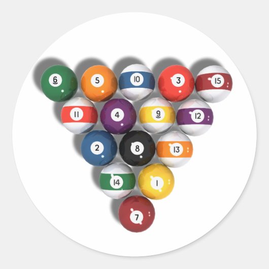 ビリヤード/ドロップシャドウ付きプールボール： ラウンドシール (正面)