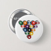 ビリヤード/ドロップシャドウ付きプールボール： 缶バッジ (正面&裏面)