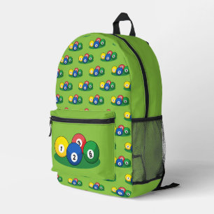 ビリヤード・プールのスヌーカー・ボールパターン プリントバックパック