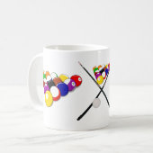 ビリヤード・プールのボールとキュー コーヒーマグカップ (正面左)