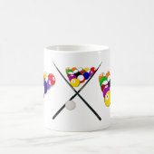 ビリヤード・プールのボールとキュー コーヒーマグカップ (中央)