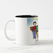 ビリヤード，プールプレーヤー – 女性と女性の漫画 ツートーンマグカップ (左)