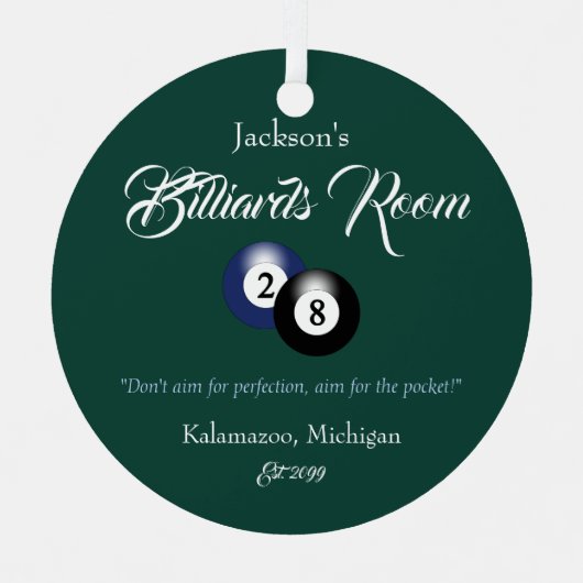 ビリヤード・プール人洞窟クリスマスオーナメント メタルオーナメント (正面)