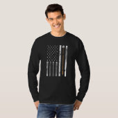 ビリヤード・プール選手テーブル米国アメリカ国旗 Tシャツ (正面フル)