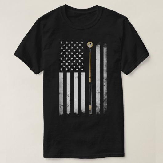 ビリヤード・プール選手テーブルUSAアメリカ国旗1 Tシャツ (デザイン正面)