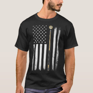 ビリヤード・プール選手テーブルUSAアメリカ国旗1 Tシャツ